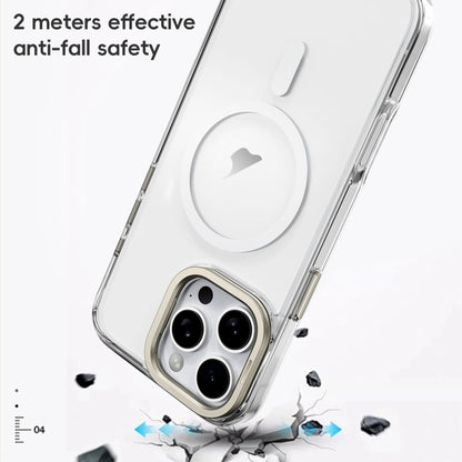 For iPhone 16 Plus Mirror Crystal Clear Lens Holder MagSafe Magnetic Phone Case(Transparent Grey) - iPhone 16 Plus Cases by buy2fix | Online Shopping UK | buy2fix