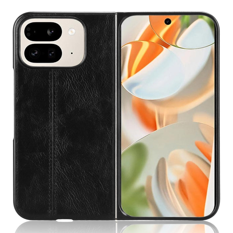 For Google Pixel 9 Pro Fold Cow Pattern Sewing Back Cover Phone Case(Black) - Google Cases by buy2fix | Online Shopping UK | buy2fix