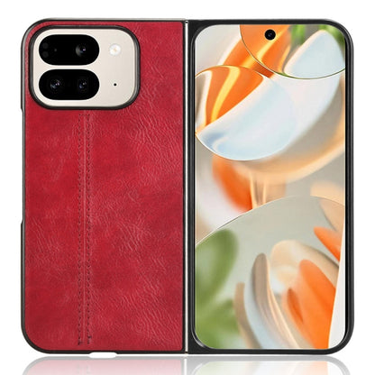 For Google Pixel 9 Pro Fold Cow Pattern Sewing Back Cover Phone Case(Red) - Google Cases by buy2fix | Online Shopping UK | buy2fix