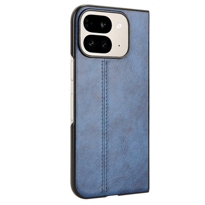 For Google Pixel 9 Pro Fold Cow Pattern Sewing Back Cover Phone Case(Blue) - Google Cases by buy2fix | Online Shopping UK | buy2fix