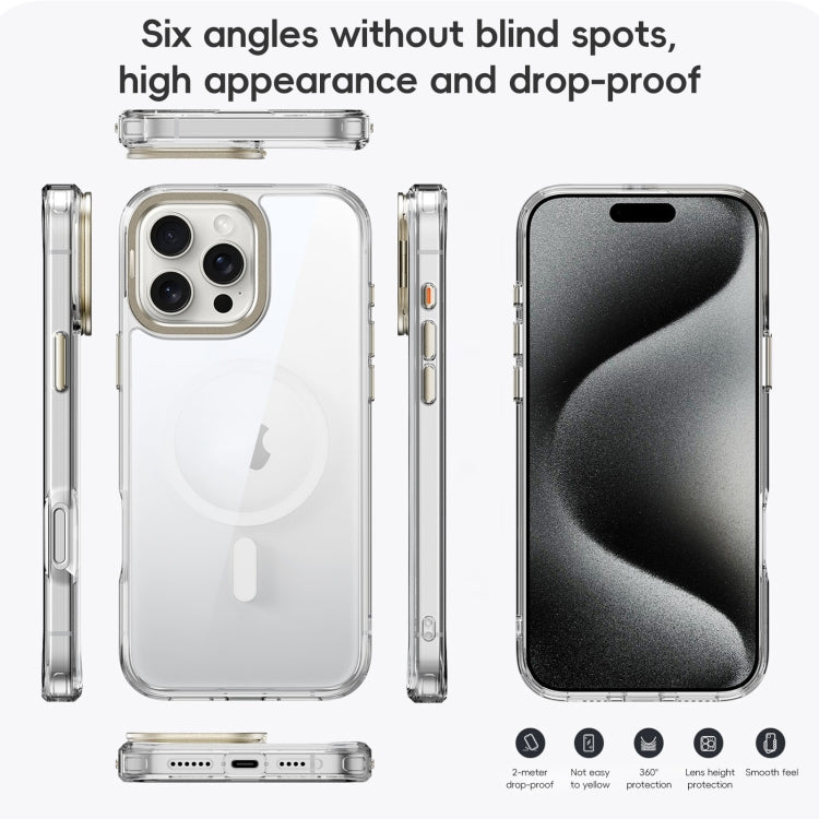 For iPhone 16 Plus Frosted Crystal Clear Lens Holder MagSafe Magnetic Phone Case(Transparent) - iPhone 16 Plus Cases by buy2fix | Online Shopping UK | buy2fix