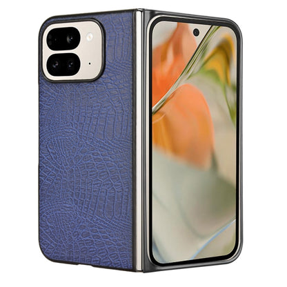 For Google Pixel 9 Pro Fold Crocodile Texture Back Cover Phone Case(Blue) - Google Cases by buy2fix | Online Shopping UK | buy2fix