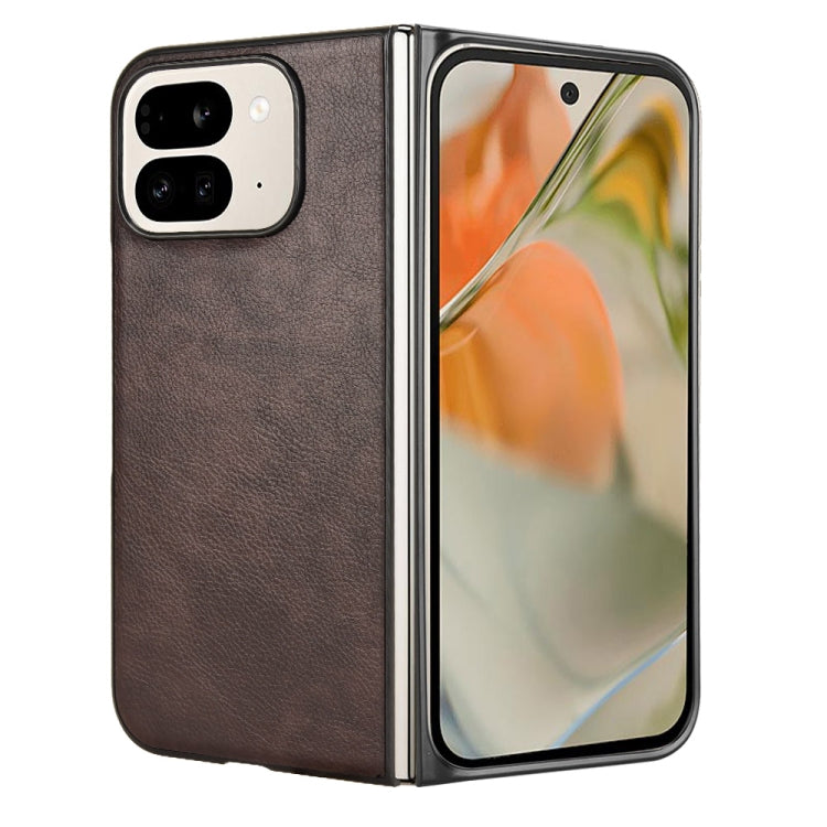 For Google Pixel 9 Pro Fold Litchi Texture Back Cover Phone Case(Brown) - Google Cases by buy2fix | Online Shopping UK | buy2fix