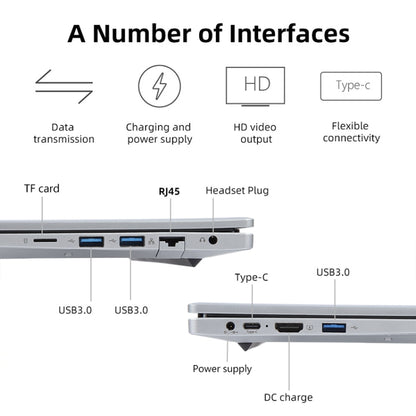 14 inch Windows 11 Laptop, 16GB+1TB, Gen 4th Intel Core i3 CPU, 180 Degree Rotation Axis(Silver) - Others by buy2fix | Online Shopping UK | buy2fix