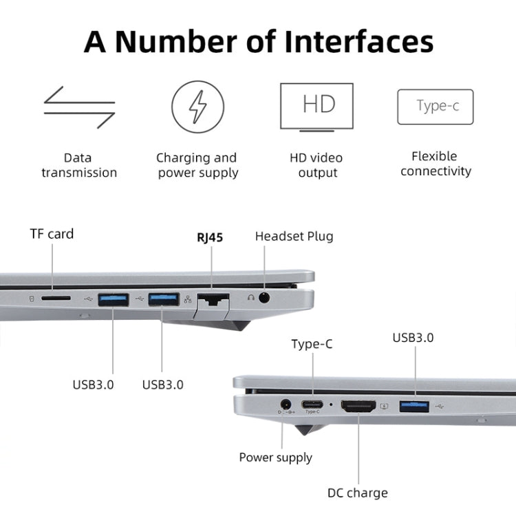 14 inch Windows 11 Laptop, 16GB+256GB, Gen 5th Intel Core i7 CPU, 180 Degree Rotation Axis(Silver) - Others by buy2fix | Online Shopping UK | buy2fix