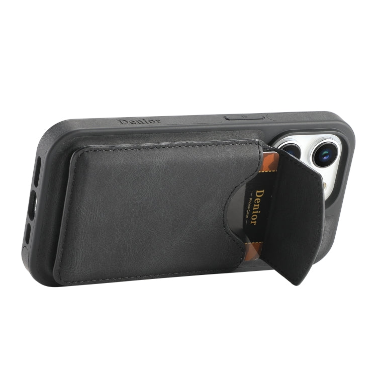 For iPhone 12 / 12 Pro Denior D19 Skin Feel MagSafe Detachable Card Slot Phone Case(Black) - iPhone 12 / 12 Pro Cases by Denior | Online Shopping UK | buy2fix