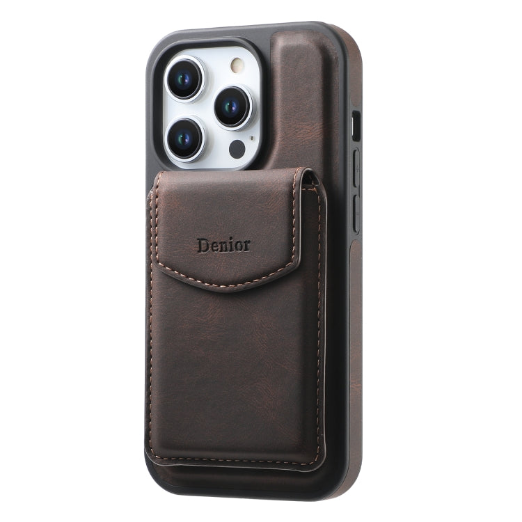 For iPhone 12 Pro Max Denior D19 Skin Feel MagSafe Detachable Card Slot Phone Case(Brown) - iPhone 12 Pro Max Cases by Denior | Online Shopping UK | buy2fix