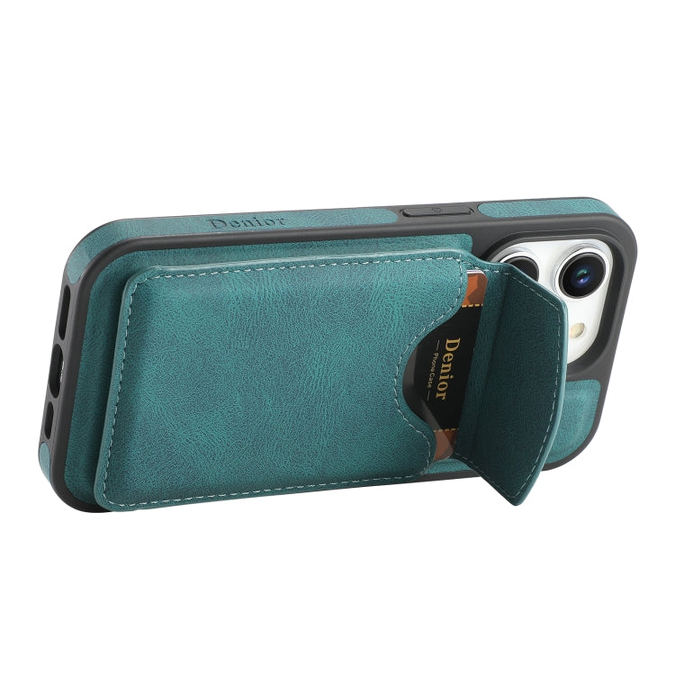 For iPhone 12 / 12 Pro Denior D20 Skin Feel MagSafe Holder Detachable Card Slot Phone Case(Blue) - iPhone 12 / 12 Pro Cases by Denior | Online Shopping UK | buy2fix