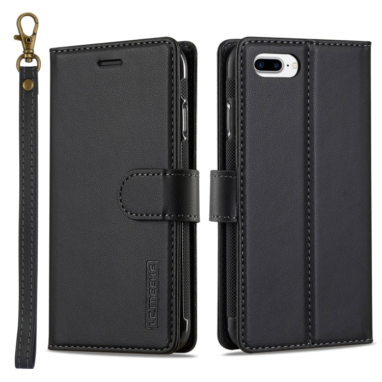 For iPhone 7 Plus / 8 Plus LC.IMEEKE L2 Series Detachable Magsafe PU Phone Case with Lanyard(Black) - More iPhone Cases by LC.IMEEKE | Online Shopping UK | buy2fix