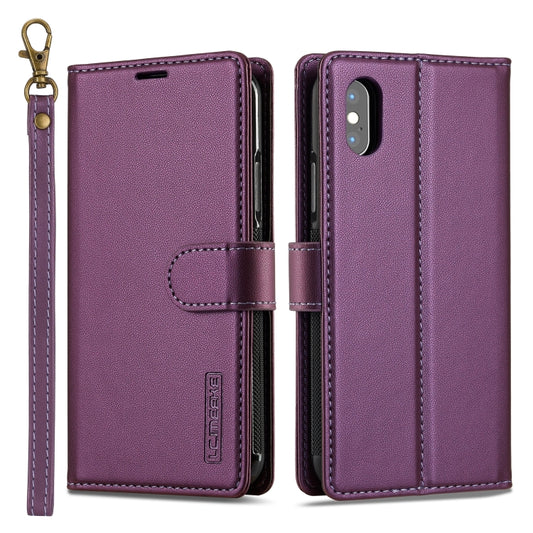 For iPhone X / XS LC.IMEEKE L2 Series Detachable Magsafe PU Phone Case with Lanyard(Purple) - More iPhone Cases by LC.IMEEKE | Online Shopping UK | buy2fix