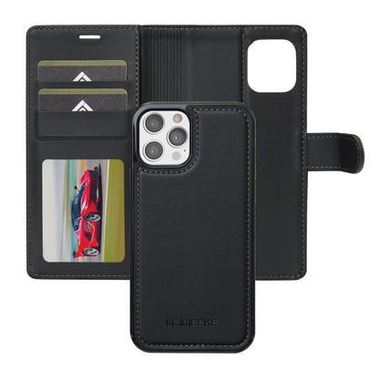 For iPhone 12 / 12 Pro LC.IMEEKE L2 Series Detachable Magsafe PU Phone Case with Lanyard(Black) - iPhone 12 / 12 Pro Cases by LC.IMEEKE | Online Shopping UK | buy2fix