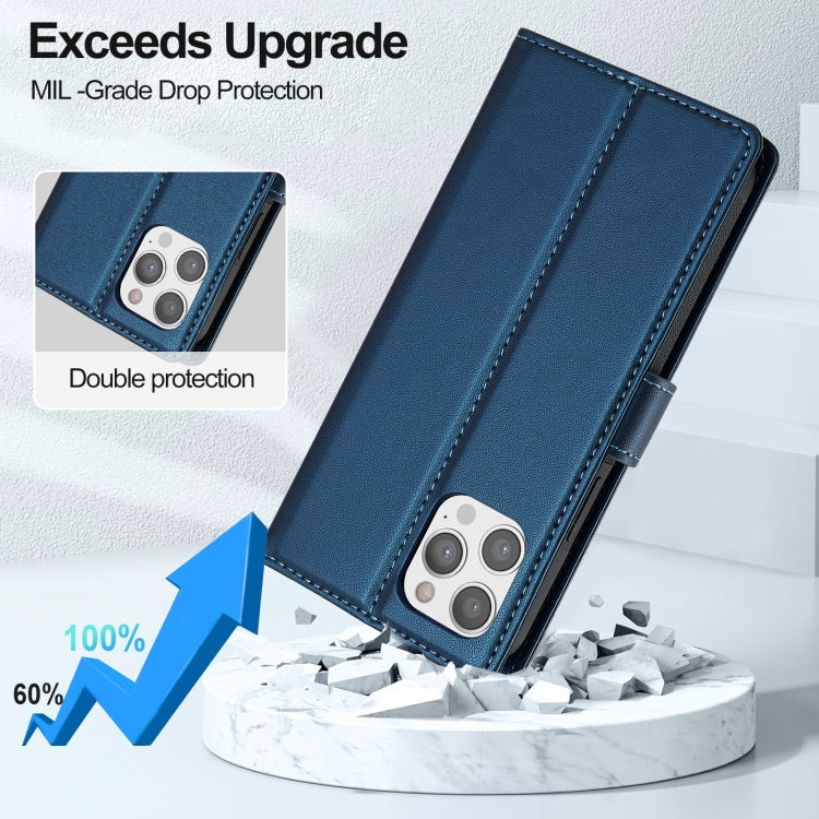 For iPhone 12 / 12 Pro LC.IMEEKE L2 Series Detachable Magsafe PU Phone Case with Lanyard(Blue) - iPhone 12 / 12 Pro Cases by LC.IMEEKE | Online Shopping UK | buy2fix