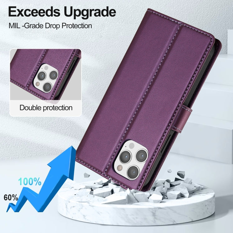 For iPhone 12 / 12 Pro LC.IMEEKE L2 Series Detachable Magsafe PU Phone Case with Lanyard(Purple) - iPhone 12 / 12 Pro Cases by LC.IMEEKE | Online Shopping UK | buy2fix