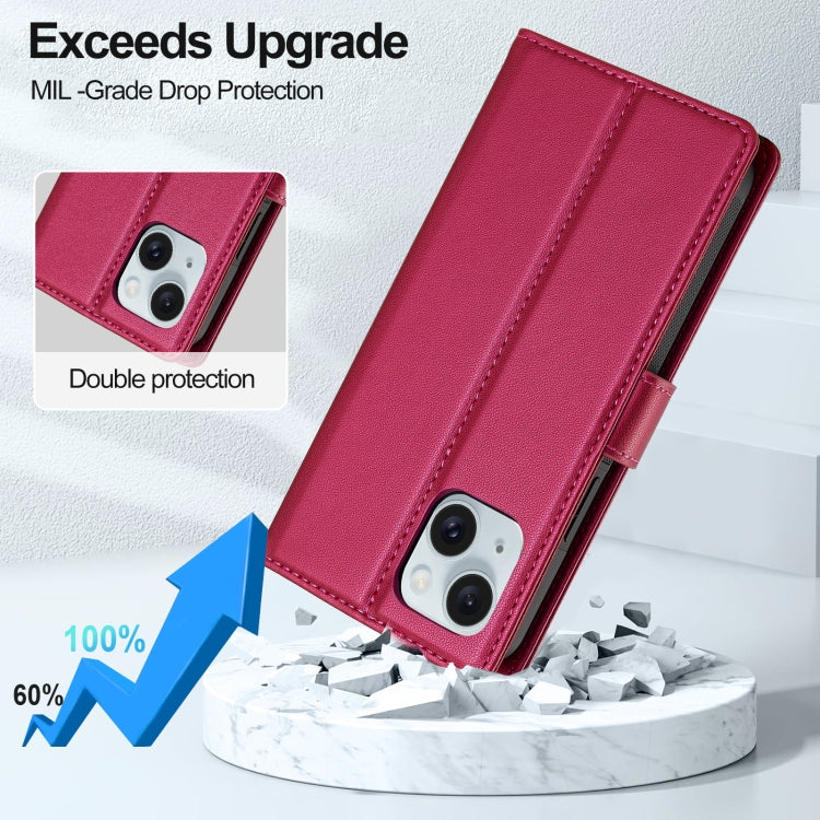 For iPhone 13 LC.IMEEKE L2 Series Detachable Magsafe PU Phone Case with Lanyard(Red) - iPhone 13 Cases by LC.IMEEKE | Online Shopping UK | buy2fix