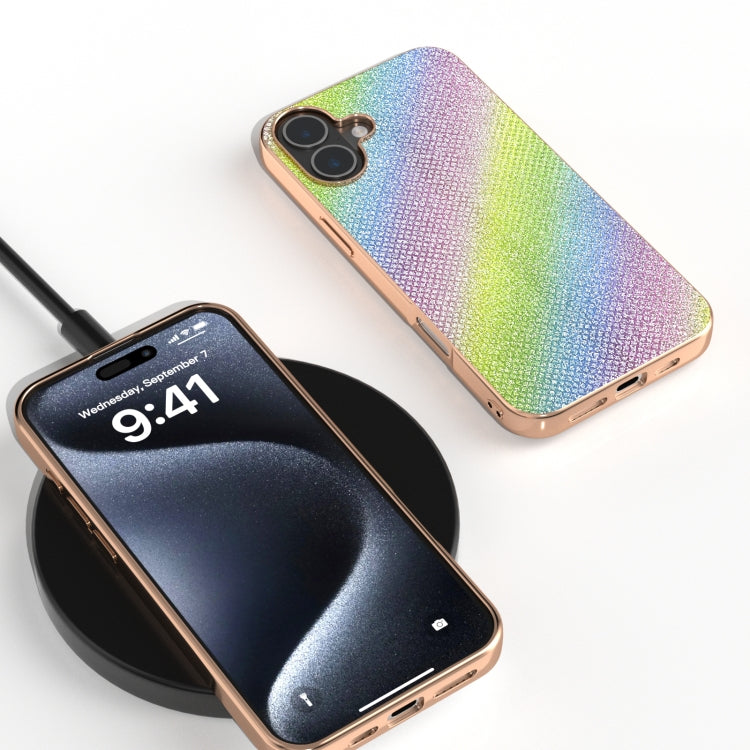 For iPhone 16 Plus Nano Plating Diamond Texture Phone Case(Rainbow) - iPhone 16 Plus Cases by buy2fix | Online Shopping UK | buy2fix