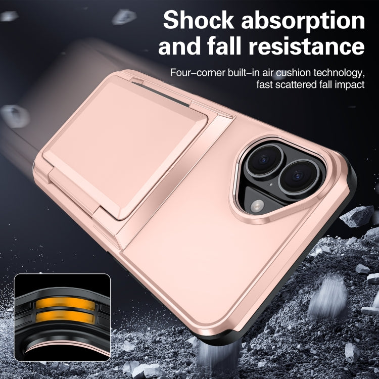 For iPhone 16 Plus Card Slot Holder Phone Case(Rose Gold) - iPhone 16 Plus Cases by buy2fix | Online Shopping UK | buy2fix