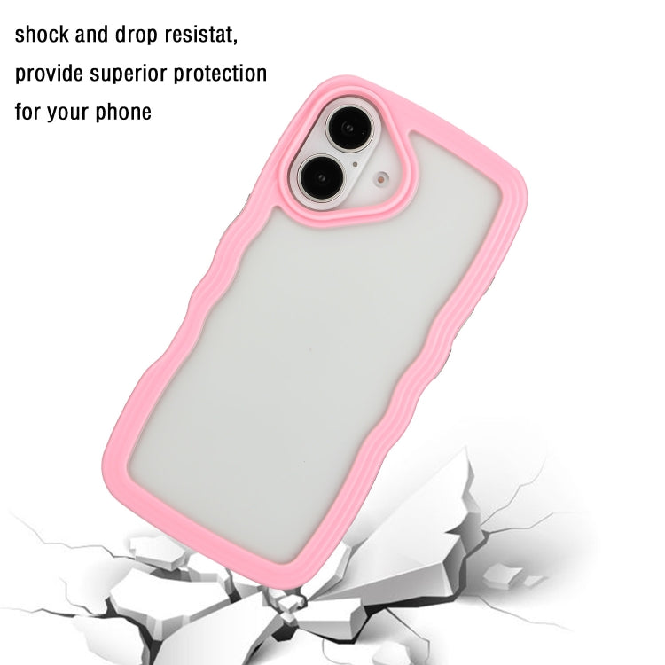 For iPhone 16 Candy Color Wave TPU Clear PC Phone Case(Pink) - iPhone 16 Cases by buy2fix | Online Shopping UK | buy2fix