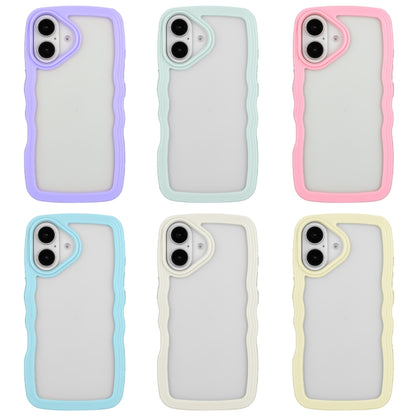 For iPhone 16 Candy Color Wave TPU Clear PC Phone Case(Pink) - iPhone 16 Cases by buy2fix | Online Shopping UK | buy2fix