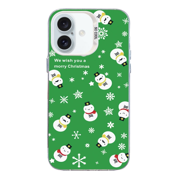 For iPhone 16 Plus Christmas Series PC Full Coverage Pattern Phone Case(CW038 White) - iPhone 16 Plus Cases by buy2fix | Online Shopping UK | buy2fix