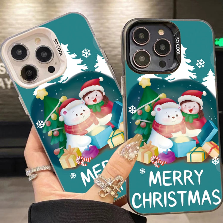 For iPhone 16 Christmas Series PC Full Coverage Pattern Phone Case(CK048 Black) - iPhone 16 Cases by buy2fix | Online Shopping UK | buy2fix