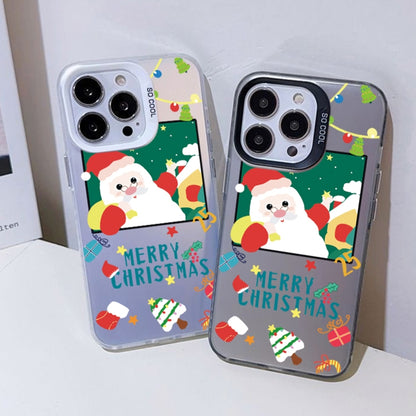 For iPhone 16 Plus Christmas Series PC Full Coverage Pattern Phone Case(CK048 Black) - iPhone 16 Plus Cases by buy2fix | Online Shopping UK | buy2fix