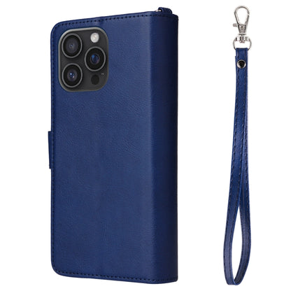 For iPhone 16 Pro Max Solid Color 2 in 1 Zipper Shockproof Phone Case(Blue) - iPhone 16 Pro Max Cases by buy2fix | Online Shopping UK | buy2fix