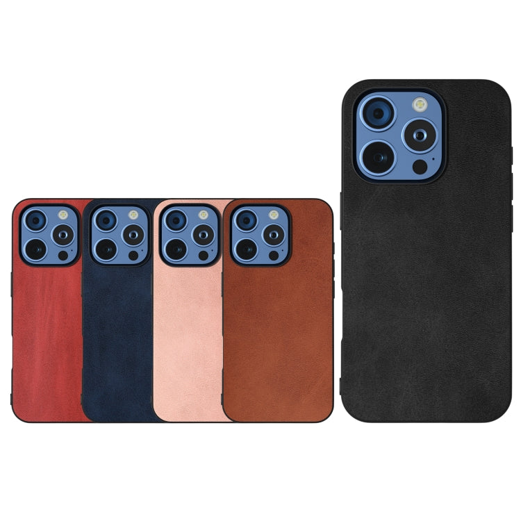 For iPhone 16 Pro Black Frame Two-color Calf Texture PU Phone Case(Brown) - iPhone 16 Pro Cases by buy2fix | Online Shopping UK | buy2fix