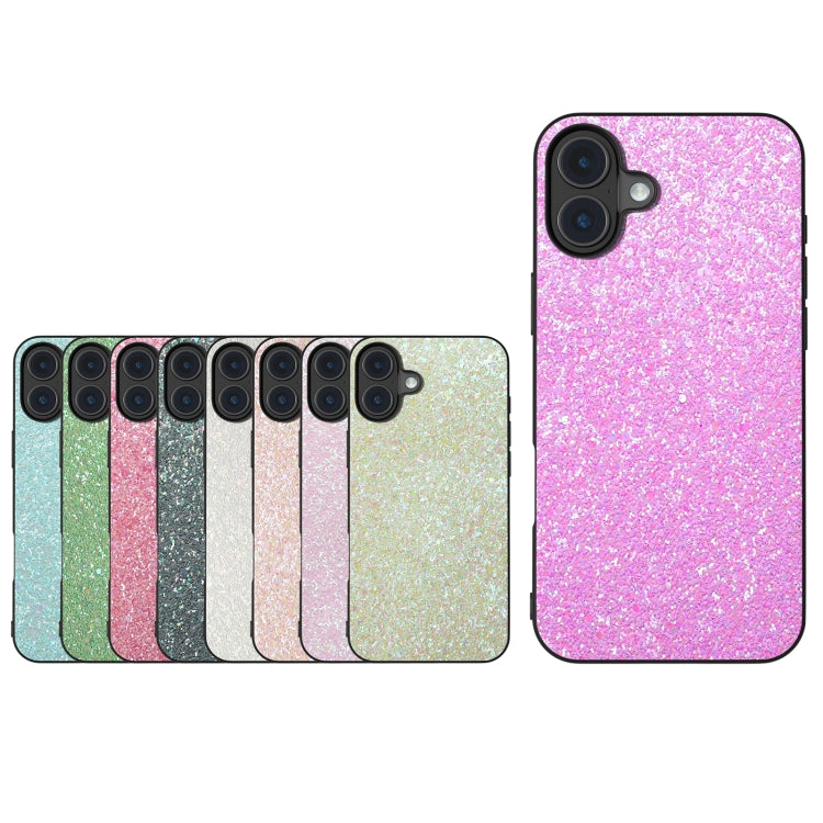 For iPhone 16 Black Frame Colorful Glitter Phone Case(Dark Pink) - iPhone 16 Cases by buy2fix | Online Shopping UK | buy2fix