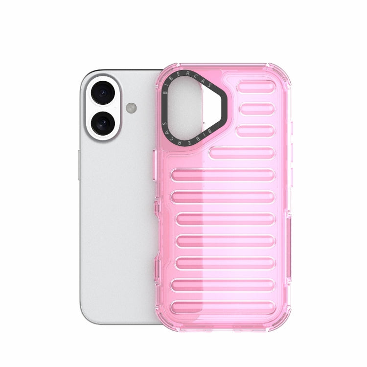 For iPhone 16 High Transparency TPU Hybrid PC Airbag Phone Case(Pink) - iPhone 16 Cases by buy2fix | Online Shopping UK | buy2fix