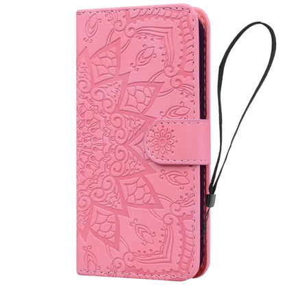 For Google Pixel 9 Pro XL Mandala Embossed Dual-Fold Calf Leather Phone Case(Pink) - Google Cases by buy2fix | Online Shopping UK | buy2fix