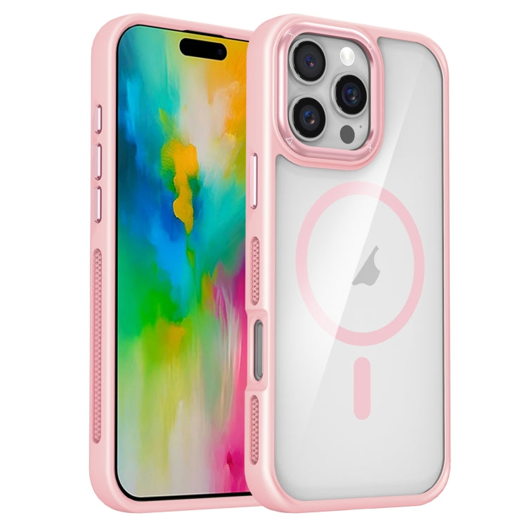 For iPhone 16 Pro Breathable Skin Feel Transparent MagSafe Magnetic Phone Case(Pink) - iPhone 16 Pro Cases by buy2fix | Online Shopping UK | buy2fix