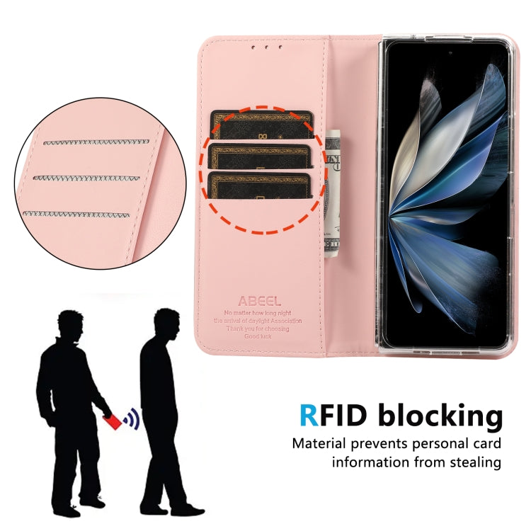 For Google Pixel 9 Pro Fold ABEEL RFID Magnetic Flip Leather Phone Case(Pink) - Google Cases by buy2fix | Online Shopping UK | buy2fix