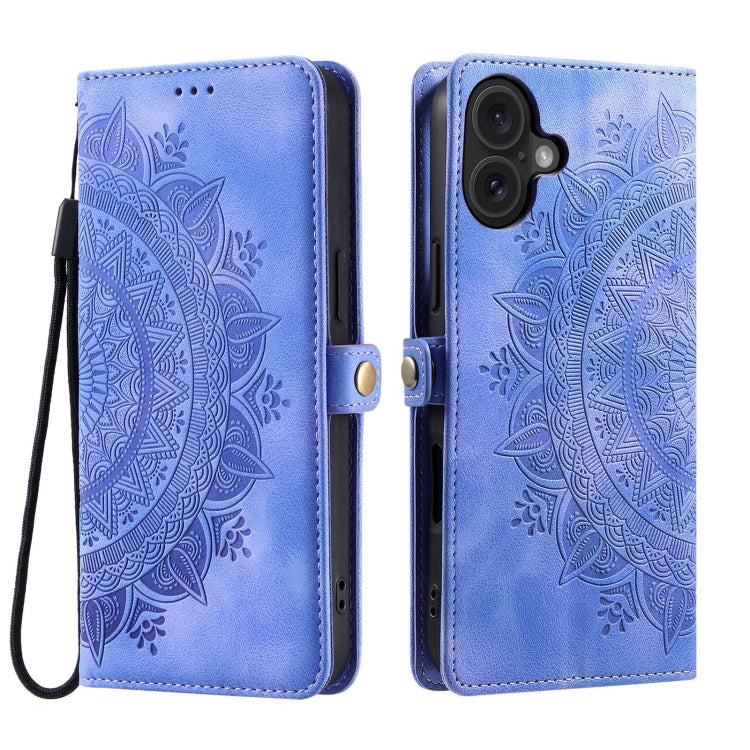 For iPhone 16 Plus Skin Feel Totem Embossed Leather Phone Case(Purple) - iPhone 16 Plus Cases by buy2fix | Online Shopping UK | buy2fix