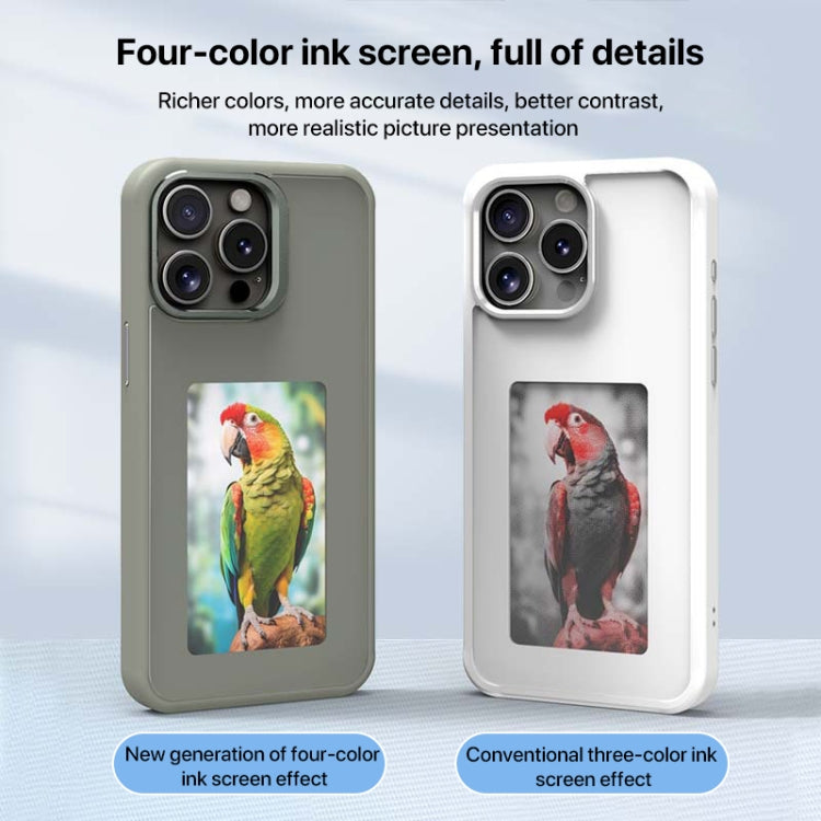 For iPhone 16 Pro Four-Color E-ink Screen NFC DIY Phone Case(White) - iPhone 16 Pro Cases by buy2fix | Online Shopping UK | buy2fix