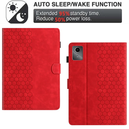 For Lenovo Tab M11 / Xiaoxin Pad 2024 Honeycomb Embossed Leather Smart Tablet Case(Red) - Lenovo by buy2fix | Online Shopping UK | buy2fix