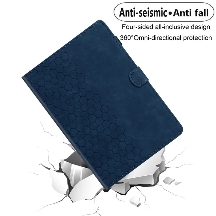 For Samsung Galaxy Tab S9 / S9 FE Honeycomb Embossed Leather Smart Tablet Case(Blue) - Galaxy Tab S9 Cases by buy2fix | Online Shopping UK | buy2fix