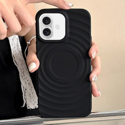 For iPhone 16 Frosted Wave Texture MagSafe Magnetic TPU Phone Case(Black) - iPhone 16 Cases by buy2fix | Online Shopping UK | buy2fix