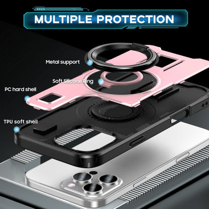 For iPhone 16 Pro Ring Holder Carbon Fiber PC Hybrid TPU Phone Case(Rose Gold) - iPhone 16 Pro Cases by buy2fix | Online Shopping UK | buy2fix