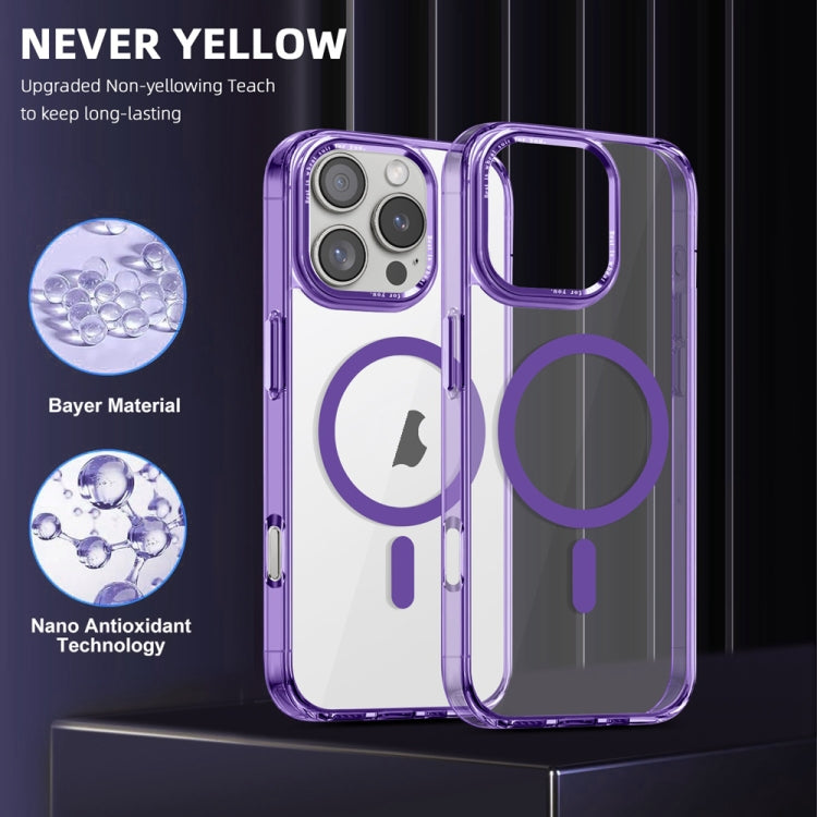 For iPhone 16 Pro Max Ice Color Magnetic Series Magsafe Magnetic PC Hybrid TPU Phone Case(Purple) - iPhone 16 Pro Max Cases by buy2fix | Online Shopping UK | buy2fix