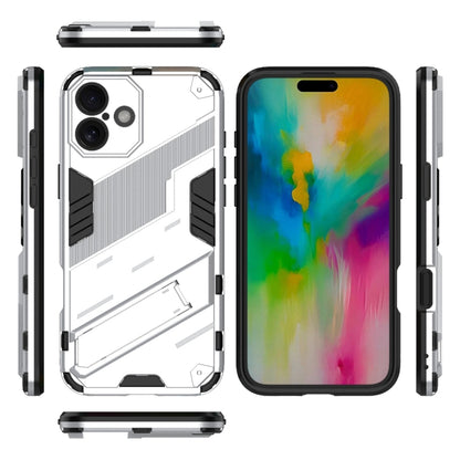 For iPhone 16 Plus Punk Armor 2 in 1 PC + TPU Phone Case with Holder(White) - iPhone 16 Plus Cases by buy2fix | Online Shopping UK | buy2fix