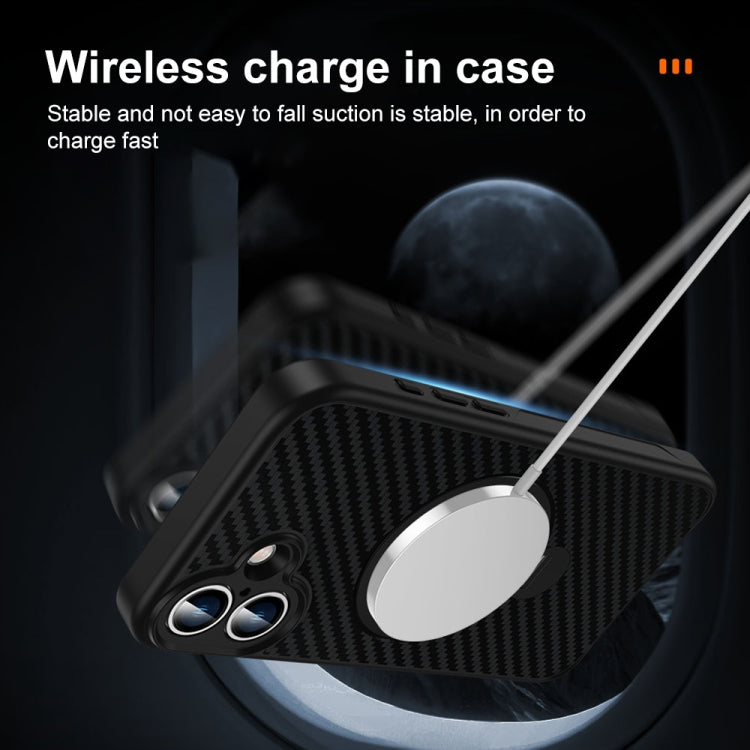 For iPhone 16 Pro Carbon Fiber MagSafe 360 Degree Rotating Holder Phone Case(Black) - iPhone 16 Pro Cases by buy2fix | Online Shopping UK | buy2fix