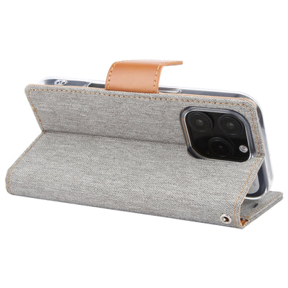 For iPhone 16 Pro Max GOOSPERY CANVAS DIARY Fabric Texture Flip Leather Phone Case(Grey) - iPhone 16 Pro Max Cases by GOOSPERY | Online Shopping UK | buy2fix