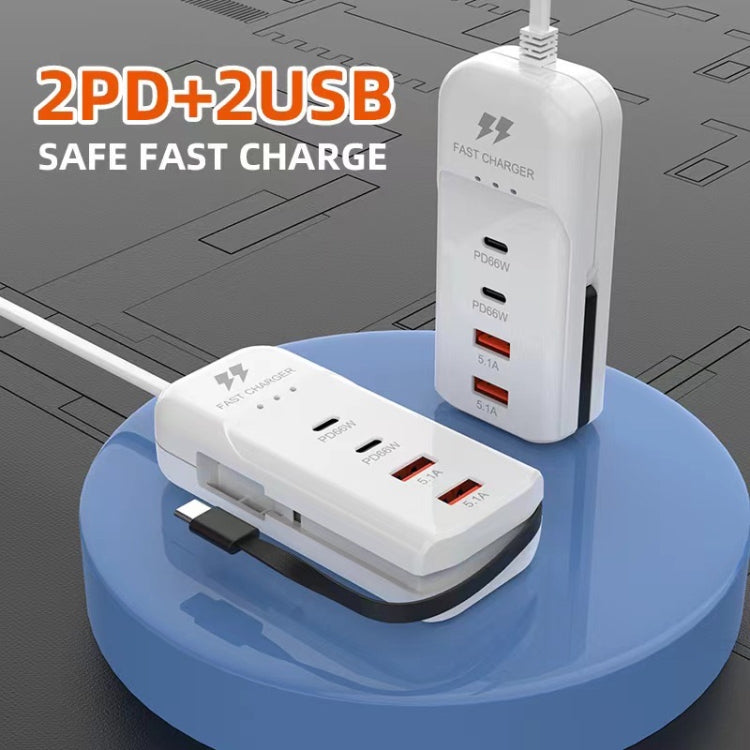 5 in 1 2 x PD 66W, 2 x USB Fast Charger Smart Power Socket, Length:1m(US Plug) - Multifunction Charger by buy2fix | Online Shopping UK | buy2fix