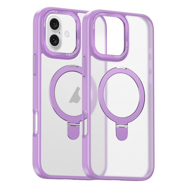 For iPhone 16 Plus Skin Feel MagSafe Magnetic Holder Phone Case(Purple) - iPhone 16 Plus Cases by buy2fix | Online Shopping UK | buy2fix