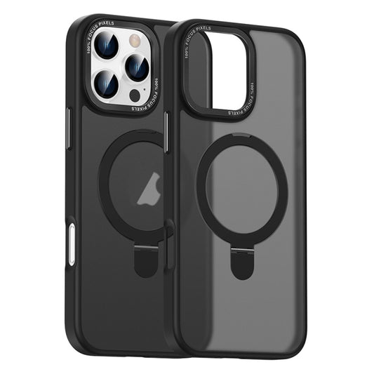 For iPhone 16 Pro Skin Feel MagSafe Magnetic Holder Phone Case(Black) - iPhone 16 Pro Cases by buy2fix | Online Shopping UK | buy2fix