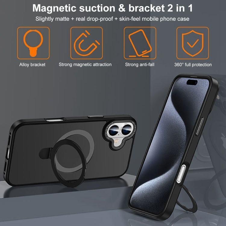 For iPhone 16 Pro Skin Feel MagSafe Magnetic Holder Phone Case(Purple) - iPhone 16 Pro Cases by buy2fix | Online Shopping UK | buy2fix