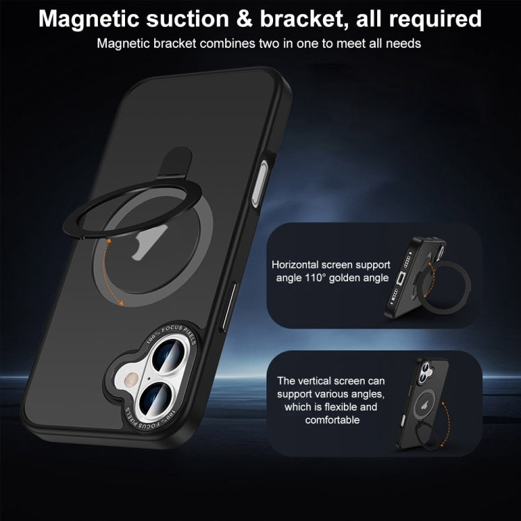 For iPhone 16 Plus Skin Feel MagSafe Magnetic Holder Phone Case(Purple) - iPhone 16 Plus Cases by buy2fix | Online Shopping UK | buy2fix