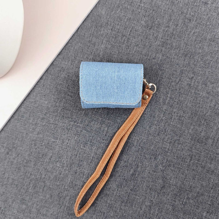 For AirPods 3 Cowboy Fabric Texture PU Headset Protective Bag(Light Blue) - For AirPods 3 by buy2fix | Online Shopping UK | buy2fix