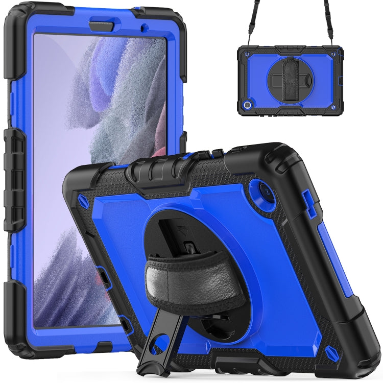 For Samsung Galaxy Tab A7 Lite T220 Silicone Hybrid PC Tablet Case with Shoulder Strap(Dark Blue + Black) - Tab A7 Lite T220 / T225 by buy2fix | Online Shopping UK | buy2fix