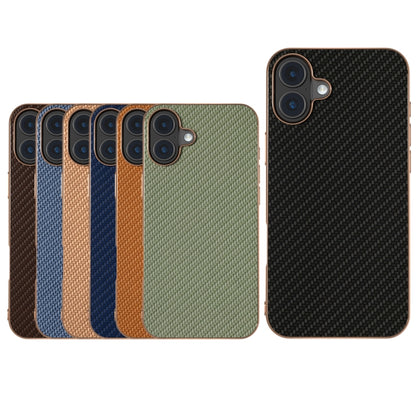 For iPhone 16 Nano Electroplating Carbon Fiber Texture Phone Case(Navy Blue) - iPhone 16 Cases by buy2fix | Online Shopping UK | buy2fix